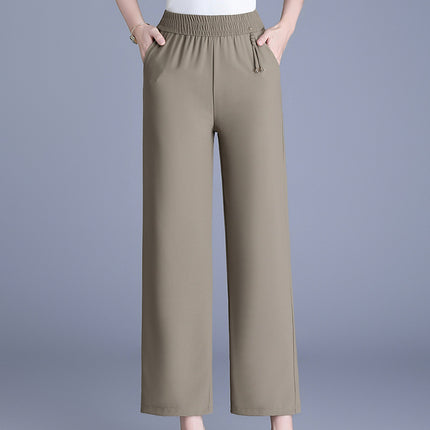 Straight-Leg Pants for Middle-Aged and Elderly Women, Summer Thin Loose Slimming Pants, Mom Pants, Simple Loose Casual Long Pants