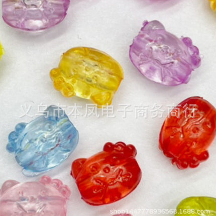 Acrylic color transparent color cartoon string pendant beads hanging hole KT cat diy children handmade beaded material