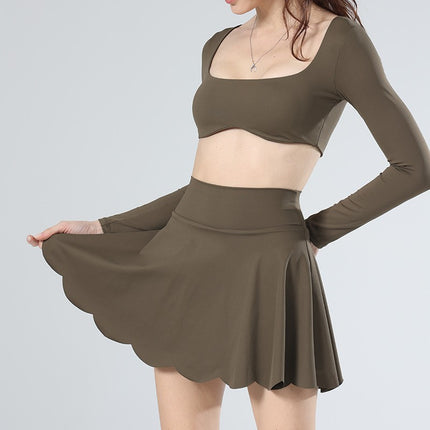 Yoga clothing lulu lace spring and summer new foreign trade cross-border comfortable fitness women's pants skirt sports tennis skirt anti-light