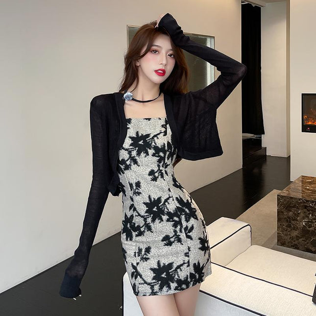 Real Shot in stock Internet Hot Spice Girl suit Skirt Summer Ice Silk Sunscreen Jacket Two-piece Set