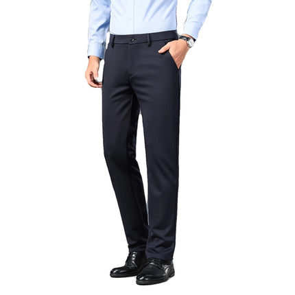 Tiger Head Embroidered Men's Casual Trousers Summer Business Dress Suit Pants Loose Straight Ice Silk Thin Pants