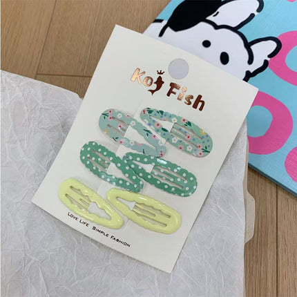 Korean Cute Wavy Water Drop Hairpin New Plaid Sweet Floral Bb Clip Girl Bangs Clip Side Clip Hair Accessories
