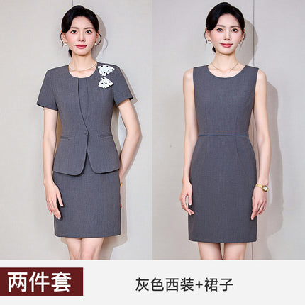 Stewardess Professional suit Women's Summer Suit Dress Dress Female Teacher Sales Department Hotel Front Desk Work Clothes Uniform