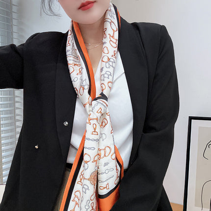Spring and Summer New Double-layer New Silk Satin Neck Protection Scarf Women's Autumn and Winter Matching Shirt Elegant All-match Scarf