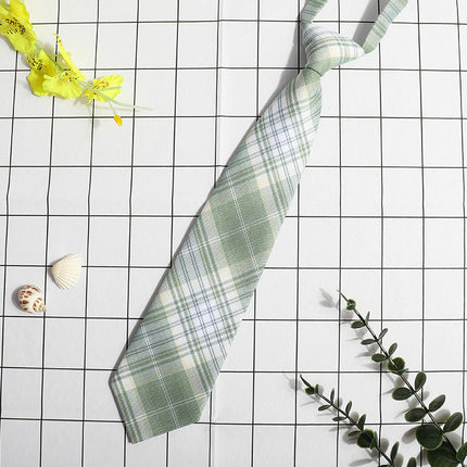 JK Small Tie Women's College Style Lazy Japanese Style Plaid Uniform Shirt Tie Student ins Men's and Women's Short Free Tie