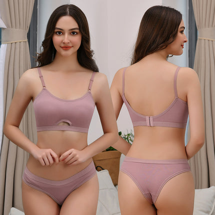 Cross-border Simple Casual Women's Underwear suit Breathable Comfortable Sling Beautiful Back Sports Women's Bra Underwear suit