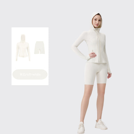 [in Stock] Ld Five-Piece Hooded Yoga Suit for Women, Fitness Yoga Set, High-Waisted, Barely-There Feel, Tight-Fitting Sportswear