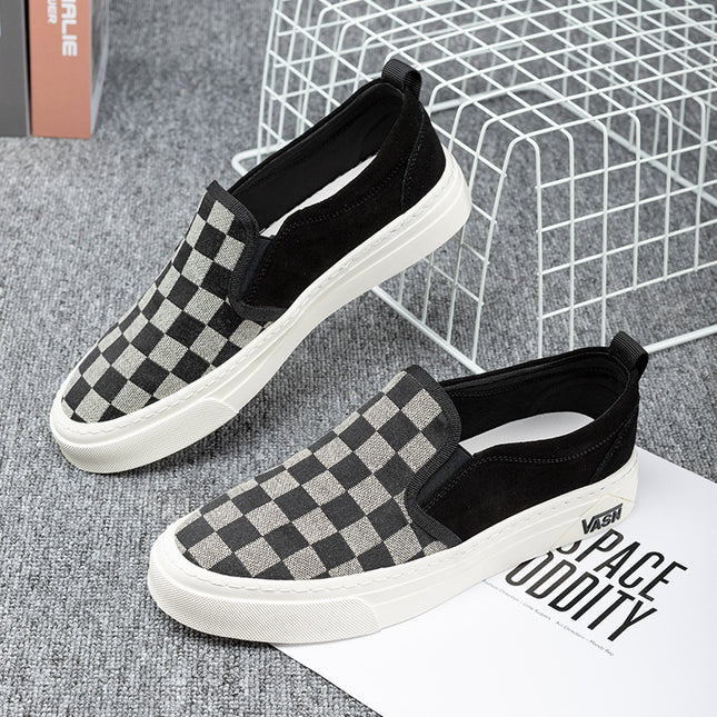 Manufacturer Summer Loafers Men's Genuine Leather Low-Top Breathable Green Cloth Shoes Slip-On Lazy Casual Sneakers Wholesale