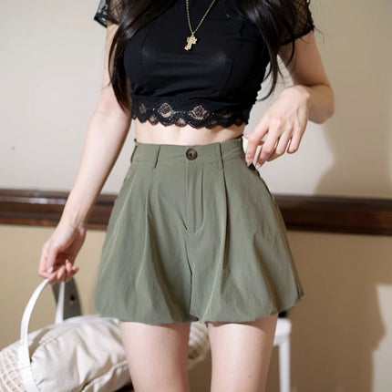 Summer New Versatile High-Waisted Wide-Leg Shorts Loose Slimming A-Line Hot Pants Casual Cargo Shorts