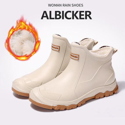 Chinese Style Black and Red Short Waterproof Boots Eco-Friendly Rain Boots Chinese Trend Outdoor Black Dirt-Resistant Anti-Fouling Large Size Unisex Wading Shoes
