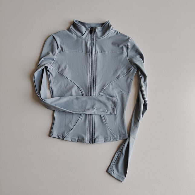 Sports Jacket Nylon Quick-Drying Yoga Wear Stand-Up Collar Sports Running Jacket Long-Sleeved Breathable Training Yoga Top
