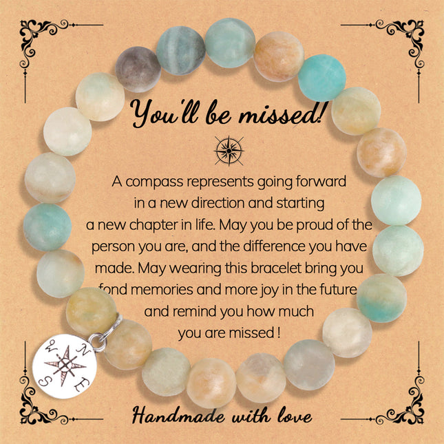 New Amazon Bracelet Graduation Season Pure Color Zebra Redstone Powder Crystal African Turquoise Compass Bracelet