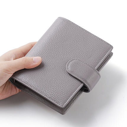 Litchi Pattern A7 Hand Ledger Men's and Women's Wallet Card Holder Multi-Functional Notebook Leather Case Genuine Leather Notepad Protective Cover
