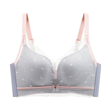 2023 new small chest thickened push up contrast color bra adjustable breast collection comfortable red underwear live delivery