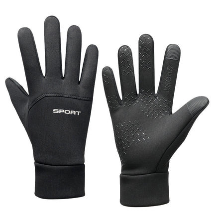 Printed LOGO gloves full finger men's autumn and winter touch screen plus velvet gloves men's warm non-slip waterproof winter printing