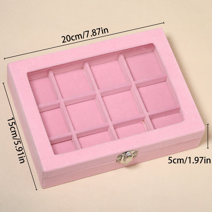 Advanced New Glass Jewelry Box Ring Earrings Earrings Bracelet Necklace Jewelry Display Flannel Jewelry Storage Box