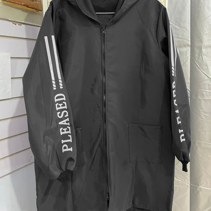 Hooded Camouflage Long Workwear for Adults, Oil-Proof and Waterproof Blue Coat, Unisex Work Uniform with Printed Text, Loose Fit