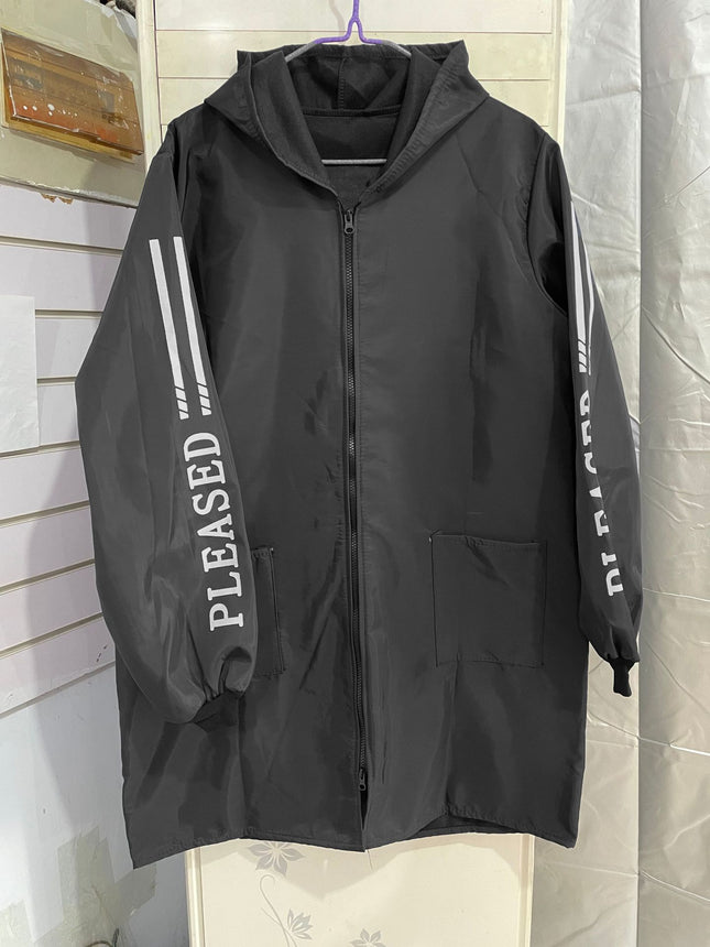Hooded Camouflage Long Workwear for Adults, Oil-Proof and Waterproof Blue Coat, Unisex Work Uniform with Printed Text, Loose Fit