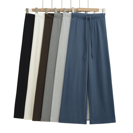 American Style Retro Summer Air-drying Knitted Wide-leg Casual Pants High Waist Drawstring Loose Straight-leg Pants Dipping Trousers