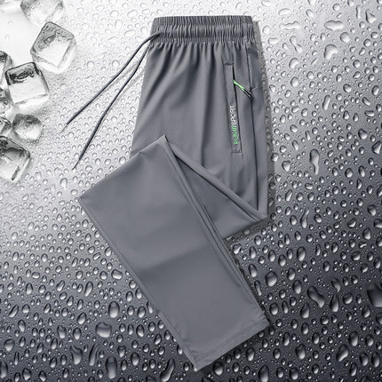 High-End Ice Silk Sports Quick-Drying Pants for Men, Lightweight, Breathable, Sweat-Absorbent, Large Size, Loose Leggings, Men's Fashionable Casual Pants