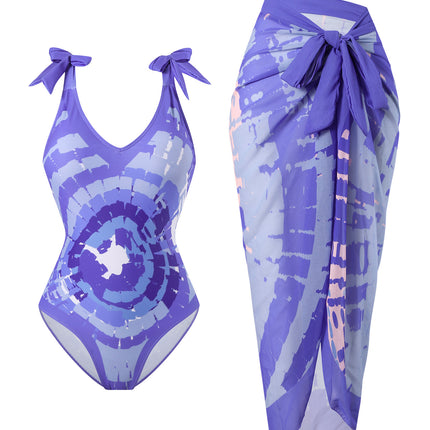 Swimsuit women's beach skirt Southeast Asia Europe and America foreign trade one-piece Conservative belly cover slimming sexy skirt printed multi-color