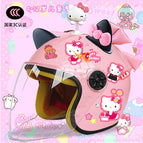 Children's 3c thickening + cat t2 / Pink half helmet + rocking cat + black pink butterfly + pink butterfly