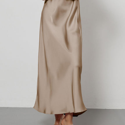 In-Stock Cross-Border Women's Clothing Wholesale European and American Style Elegant Satin Midi Skirt Slimming and Flowy