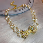 Double Pearl Bow Necklace