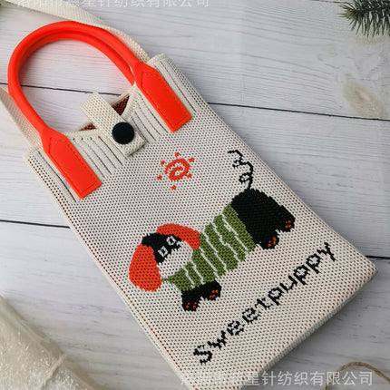 Girl's Heart-Shaped Knitted Crossbody Bag
