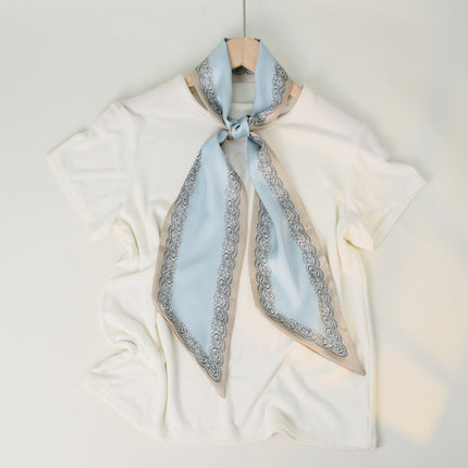 2025 European and American-style Beveled Silk Scarf Cross-border Silk Cashew Dot Long High-end Ribbon Scarf Women's Belt