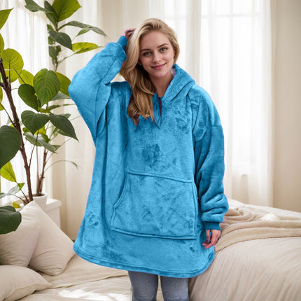 Hooded Blanket with Purple Dog Print, Large Size, Double-Sided Cotton Fleece, Comfortable and Warm, with Hood, for Lazy People, Suitable for Cross-Border Trade in Europe and America