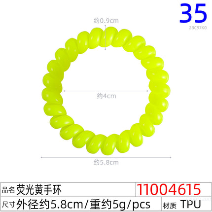 Outer Diameter 4cm Black Phone Cord Hair Tie Korean Hair Tie Hair Rope Transparent White Rubber Band Wire Coil Headwear