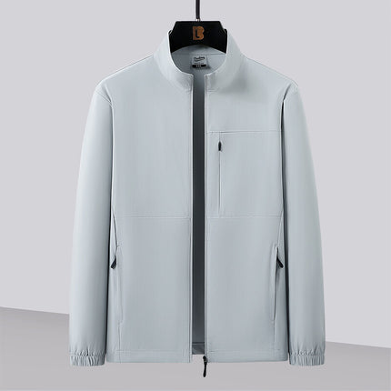 Men's Lightweight Breathable Stand Collar Jacket 2025 Summer New Men's Middle-Aged and Elderly Business Casual Jacket
