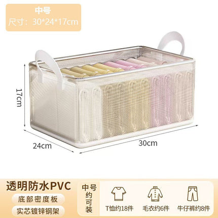 Large-Capacity Steel Frame Support Pvc Clip Mesh Cloth Transparent Clothes Storage Box Foldableable Household Multi-Functional Storage Box