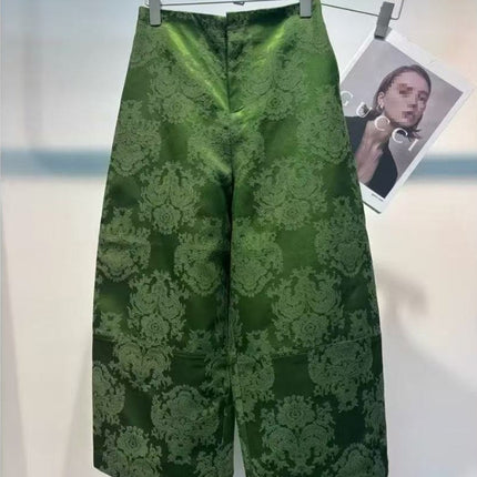 Fortune Pants New Chinese Style Embossed Jacquard Pearlescent Casual Pants Retro Elegant Temperament Versatile Straight Wide Leg Pants for Women