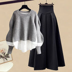 Gray top black skirt [two-piece]] / M [Suggested 40.00 kg-50.00 kg]]