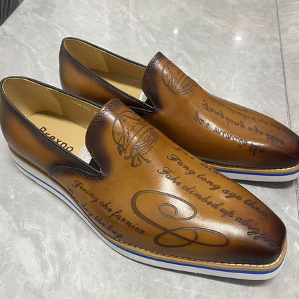 Men's Leather Shoes Casual Shoes Green Fashion Comfortable Flat Shoes Handmade Classic Loafers Office Banquet Men's Shoes