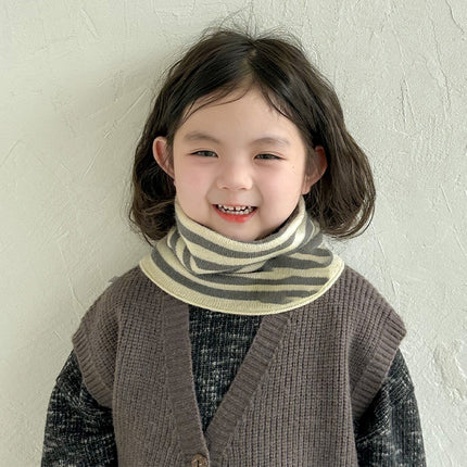 Autumn and winter striped children's scarf warm all-match knitted baby's scarf Korean version of boys and girls wool neck sleeve