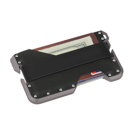 Dango Metal Card Holder Rfid Anti-Theft Genuine Leather Wallet Edc Multi-Functional Stainless Steel Card Holder Aluminum Alloy Card Holder