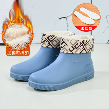 Cross-Border Hot-Selling Low-Cut Rain Boots for Women, Fashionable Water Shoes, New Non-Slip Rain Boots, Adult Warm Water Boots, Rubber Shoes Wholesale