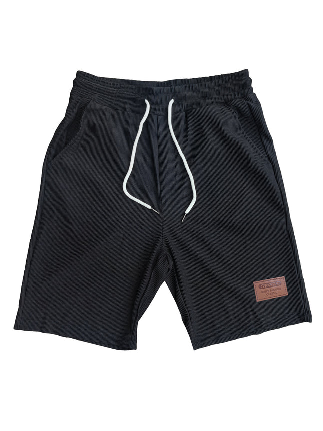 Cross-border 2024 Summer Men's Pit Strip Shorts Leather Solid Color Fashion Sports Leisure Shorts Running Shorts