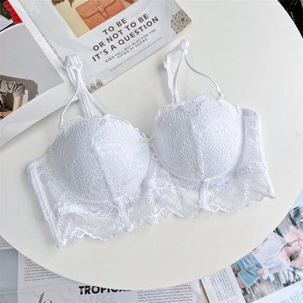 Pure Desire 100kg Plus Size Sexy Lace Girl Sweet Adjustable Underwear Bra Set Removable Strapless