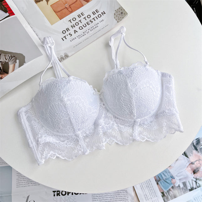 Pure Desire 100kg Plus Size Sexy Lace Girl Sweet Adjustable Underwear Bra Set Removable Strapless