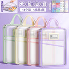 [extra thick 3-layer portable/free label] 4 pieces/purple+pink+white+green