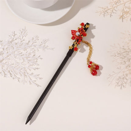 New Year Red Festive Chinese Style Hairpin Palace Style Tassel Walking Hair Hairpin Retro Hanfu Ancient Dress Cheongsam Hair Accessories Women