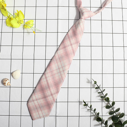 JK Small Tie Women's College Style Lazy Japanese Style Plaid Uniform Shirt Tie Student ins Men's and Women's Short Free Tie