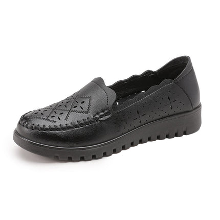 Mom's Shoes, Clogs, Soft-Soled, Non-Tiring Women's Shoes, Breathable Sandals for Middle-Aged and Elderly People, Non-Slip Leather Shoes, Middle-Aged Summer Shoes
