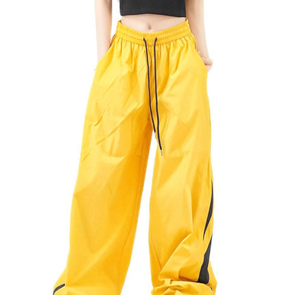 Summer Trendy Simple Style Lightweight Relaxed Casual Pants Unisex Loose Floor-Length Wide-Leg Long Pants