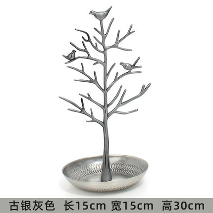 Factory Direct Sales Bird Tree Earring Rack Jewelry Display Rack Alloy Tree-Shaped Acacia Tree Jewelry Rack Wholesale Ornaments