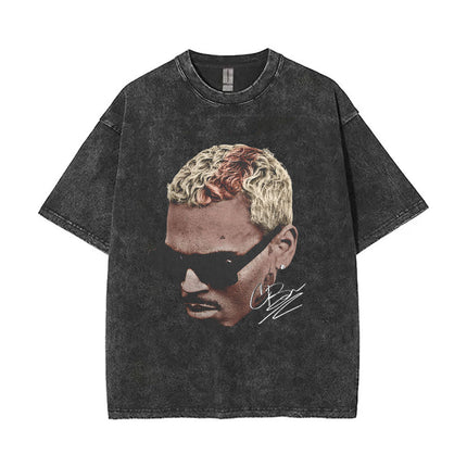 Vintage Washed Chris Brown Pop Music Album Cover Graphic t Shirt